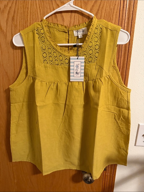 Tulip B Tops - Tulip B Lace-Yoke Sleeveless Camisole in Mustard